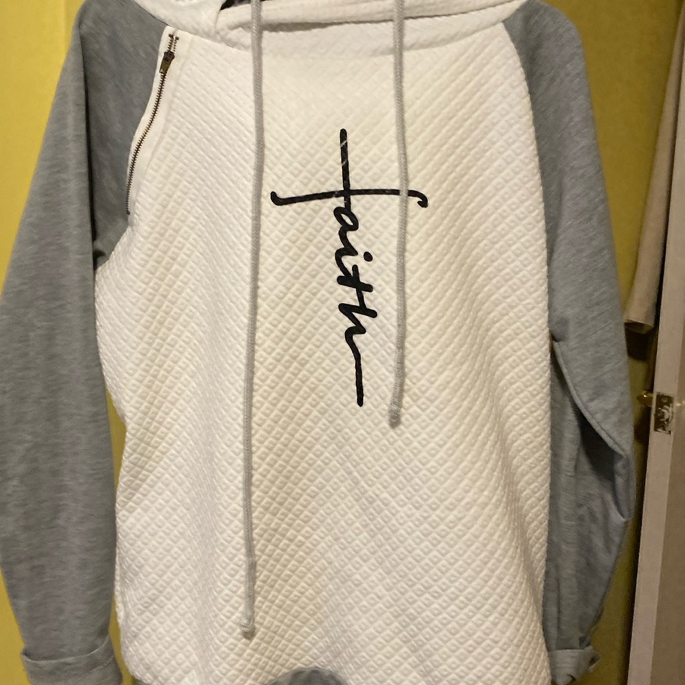 Faith logo hoodie gray and white